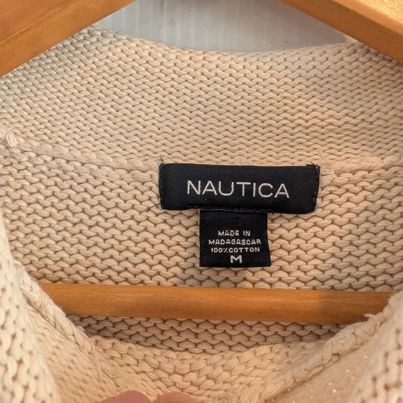 NAUTICA Women's Navy Gray & Cream Striped 100% Cotton Sweater Size Medium - Picture 5 of 10